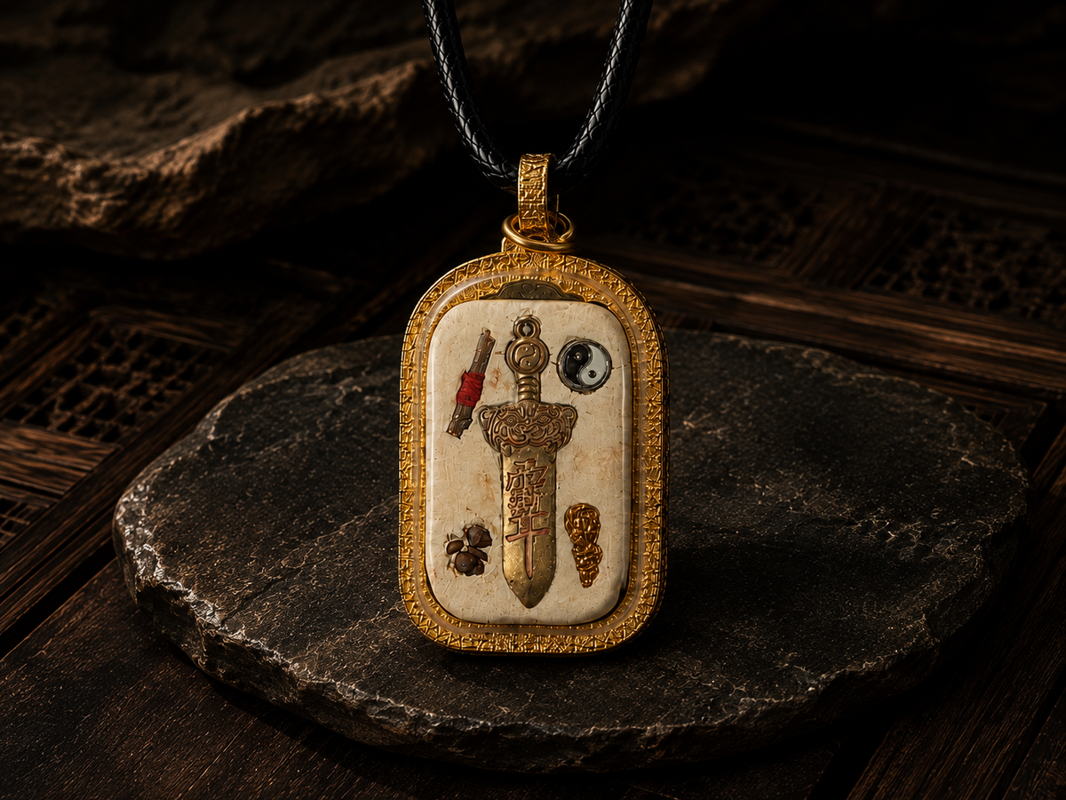 Framed symbolic talisman pendant