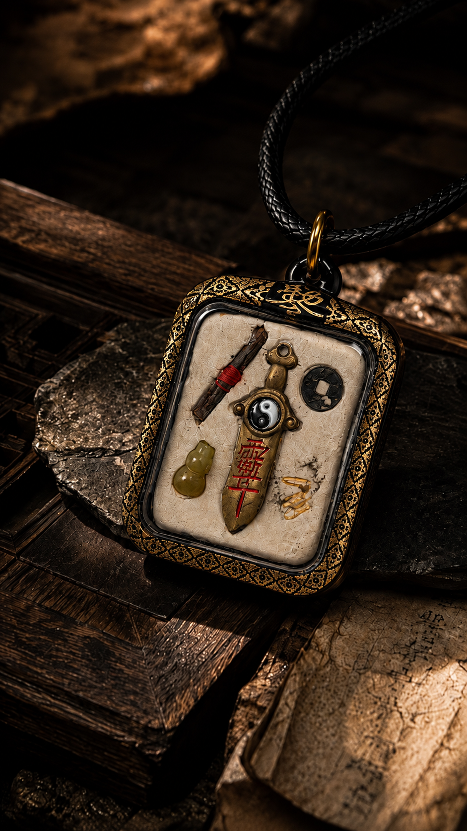 Framed symbolic talisman pendant